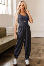 Load image into Gallery viewer, Carbon Grey Back Crossed Straps Hollow Out Jogger Jumpsuit - Fashion Queen - 4
