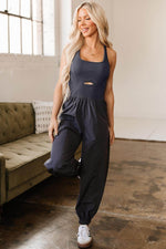 Load image into Gallery viewer, Carbon Grey Back Crossed Straps Hollow Out Jogger Jumpsuit - Fashion Queen - 6