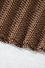 Load image into Gallery viewer, Carbon Grey Corded Knit Long Sleeve Top and High Waist Shorts Set - Fashion Queen - 22