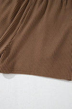 Load image into Gallery viewer, Carbon Grey Corded Knit Long Sleeve Top and High Waist Shorts Set - Fashion Queen - 29