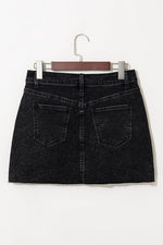 Load image into Gallery viewer, Carbon Grey Mineral Wash Ripped Raw Hem Denim Mini Skirt - Fashion Queen - 10