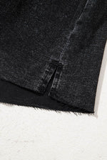 Load image into Gallery viewer, Carbon Grey Mineral Wash Ripped Raw Hem Denim Mini Skirt - Fashion Queen - 11