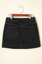 Load image into Gallery viewer, Carbon Grey Mineral Wash Ripped Raw Hem Denim Mini Skirt - Fashion Queen - 4