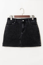 Load image into Gallery viewer, Carbon Grey Mineral Wash Ripped Raw Hem Denim Mini Skirt - Fashion Queen - 9
