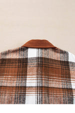 Load image into Gallery viewer, Cinnamon Plaid Corduroy Patchwork Chest Pocket Shacket - Fashion Queen - 10