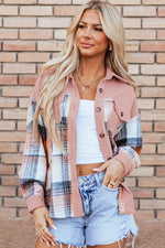 Load image into Gallery viewer, Cinnamon Plaid Corduroy Patchwork Chest Pocket Shacket - Fashion Queen - 16