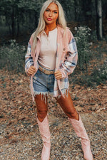 Load image into Gallery viewer, Cinnamon Plaid Corduroy Patchwork Chest Pocket Shacket - Fashion Queen - 23