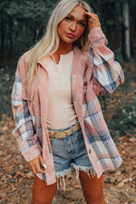Load image into Gallery viewer, Cinnamon Plaid Corduroy Patchwork Chest Pocket Shacket - Fashion Queen - 24