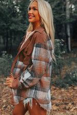 Load image into Gallery viewer, Cinnamon Plaid Corduroy Patchwork Chest Pocket Shacket - Fashion Queen - 3
