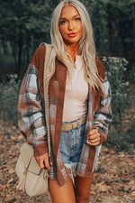 Load image into Gallery viewer, Cinnamon Plaid Corduroy Patchwork Chest Pocket Shacket - Fashion Queen - 4