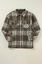 Load image into Gallery viewer, Cinnamon Plaid Print Chest Pockets Turn Down Collar Shacket - Fashion Queen - 30