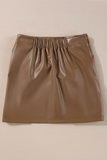 Load image into Gallery viewer, Coffee Bowknot Faux Leather Mini Skirt - Fashion Queen - 5