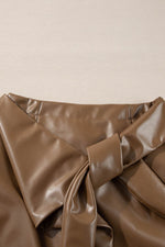 Load image into Gallery viewer, Coffee Bowknot Faux Leather Mini Skirt - Fashion Queen - 6
