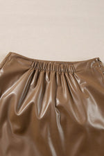 Load image into Gallery viewer, Coffee Bowknot Faux Leather Mini Skirt - Fashion Queen - 7