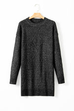 Load image into Gallery viewer, Coffee Cable Knit Drop Shoulder Loose Fit Sweater Dress - Fashion Queen - 28