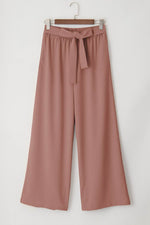 Load image into Gallery viewer, Coffee High Waisted Tie Front Side Pocket Wide Leg Flowy Casual Pants - Fashion Queen - 5