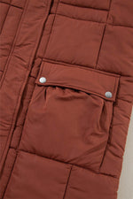 Load image into Gallery viewer, Coffee Quilted Puffer Stand Neck Zipped Mid-length Coat - Fashion Queen - 8