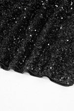 Load image into Gallery viewer, Color black Plus Size Bubble Sleeve V Neck Sequin Dress - Fashion Queen - 10