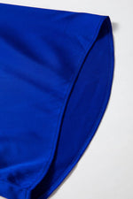 Load image into Gallery viewer, Dark Blue Asymmetric One Shoulder Bell Sleeve Satin Blouse - Fashion Queen - 10
