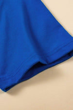 Load image into Gallery viewer, Dark Blue Longline Short Sleeve Side Slit Drop Shoulder Top - Fashion Queen - 11