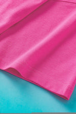 Load image into Gallery viewer, Dark Blue Longline Short Sleeve Side Slit Drop Shoulder Top - Fashion Queen - 19