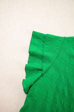 Load image into Gallery viewer, Dark Blue Textured Ruffled Sleeve Round Neck Top - Fashion Queen - 16