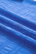 Load image into Gallery viewer, Dark Blue Textured Ruffled Sleeve Round Neck Top - Fashion Queen - 9