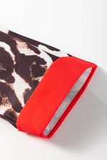 Load image into Gallery viewer, Dark Brown Contrast Trim Patchwork Leopard Print Half Sleeve Shirt - Fashion Queen - 10