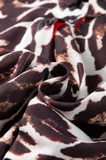 Load image into Gallery viewer, Dark Brown Contrast Trim Patchwork Leopard Print Half Sleeve Shirt - Fashion Queen - 8