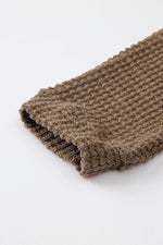 Load image into Gallery viewer, Dark Brown Waffle Knit Drop Shoulder Long Sleeve Top - Fashion Queen - 15