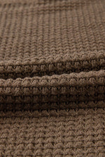 Load image into Gallery viewer, Dark Brown Waffle Knit Drop Shoulder Long Sleeve Top - Fashion Queen - 16