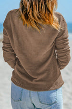 Load image into Gallery viewer, Dark Brown Waffle Knit Drop Shoulder Long Sleeve Top - Fashion Queen - 2