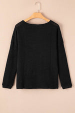 Load image into Gallery viewer, Dark Brown Waffle Knit Drop Shoulder Long Sleeve Top - Fashion Queen - 27
