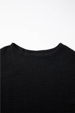 Load image into Gallery viewer, Dark Brown Waffle Knit Drop Shoulder Long Sleeve Top - Fashion Queen - 28
