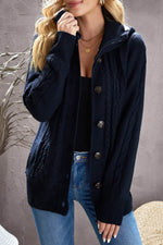 Load image into Gallery viewer, Dark Gray Long Sleeve Button-up Hooded Cardigans - Fashion Queen - 13
