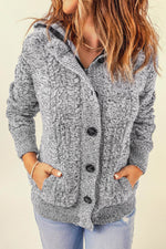 Load image into Gallery viewer, Dark Gray Long Sleeve Button-up Hooded Cardigans - Fashion Queen - 17