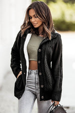 Load image into Gallery viewer, Dark Gray Long Sleeve Button-up Hooded Cardigans - Fashion Queen - 24