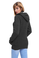 Load image into Gallery viewer, Dark Gray Long Sleeve Button-up Hooded Cardigans - Fashion Queen - 27