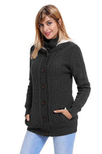 Load image into Gallery viewer, Dark Gray Long Sleeve Button-up Hooded Cardigans - Fashion Queen - 29