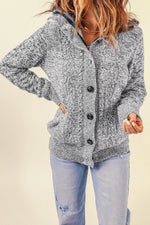 Load image into Gallery viewer, Dark Gray Long Sleeve Button-up Hooded Cardigans - Fashion Queen - 3