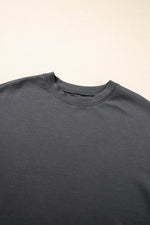 Load image into Gallery viewer, Dark Grey Drawstring Side Crewneck Tee and Loose Pants Set - Fashion Queen - 13