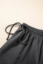 Load image into Gallery viewer, Dark Grey Drawstring Side Crewneck Tee and Loose Pants Set - Fashion Queen - 17