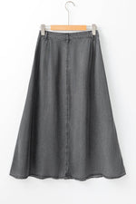 Load image into Gallery viewer, Dark Grey Fully Buttoned Long Denim Skirt - Fashion Queen - 4