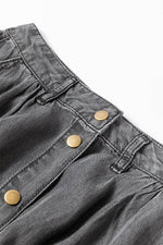 Load image into Gallery viewer, Dark Grey Fully Buttoned Long Denim Skirt - Fashion Queen - 5