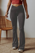 Load image into Gallery viewer, Dark Grey V Shape High Waist Flared Leggings - Fashion Queen - 1