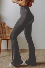 Load image into Gallery viewer, Dark Grey V Shape High Waist Flared Leggings - Fashion Queen - 2