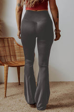 Load image into Gallery viewer, Dark Grey V Shape High Waist Flared Leggings - Fashion Queen - 3