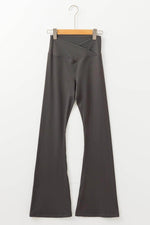 Load image into Gallery viewer, Dark Grey V Shape High Waist Flared Leggings - Fashion Queen - 4