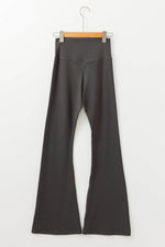 Load image into Gallery viewer, Dark Grey V Shape High Waist Flared Leggings - Fashion Queen - 5