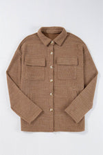 Load image into Gallery viewer, Dark Khaki Solid Color Corduroy Buttoned Long Sleeve Shacket - Fashion Queen - 10